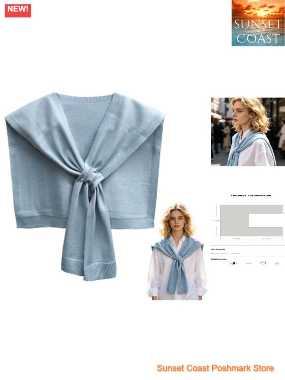 Oversized Knit Knotted Shawl with Insertion Opening Women's Fashion Wrap